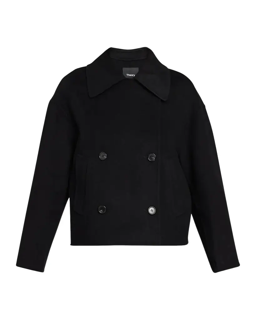 Double-Breasted Wool-Cashmere Short Pea Coat Double-Breasted Wool-Cashmere Short Pea Coat