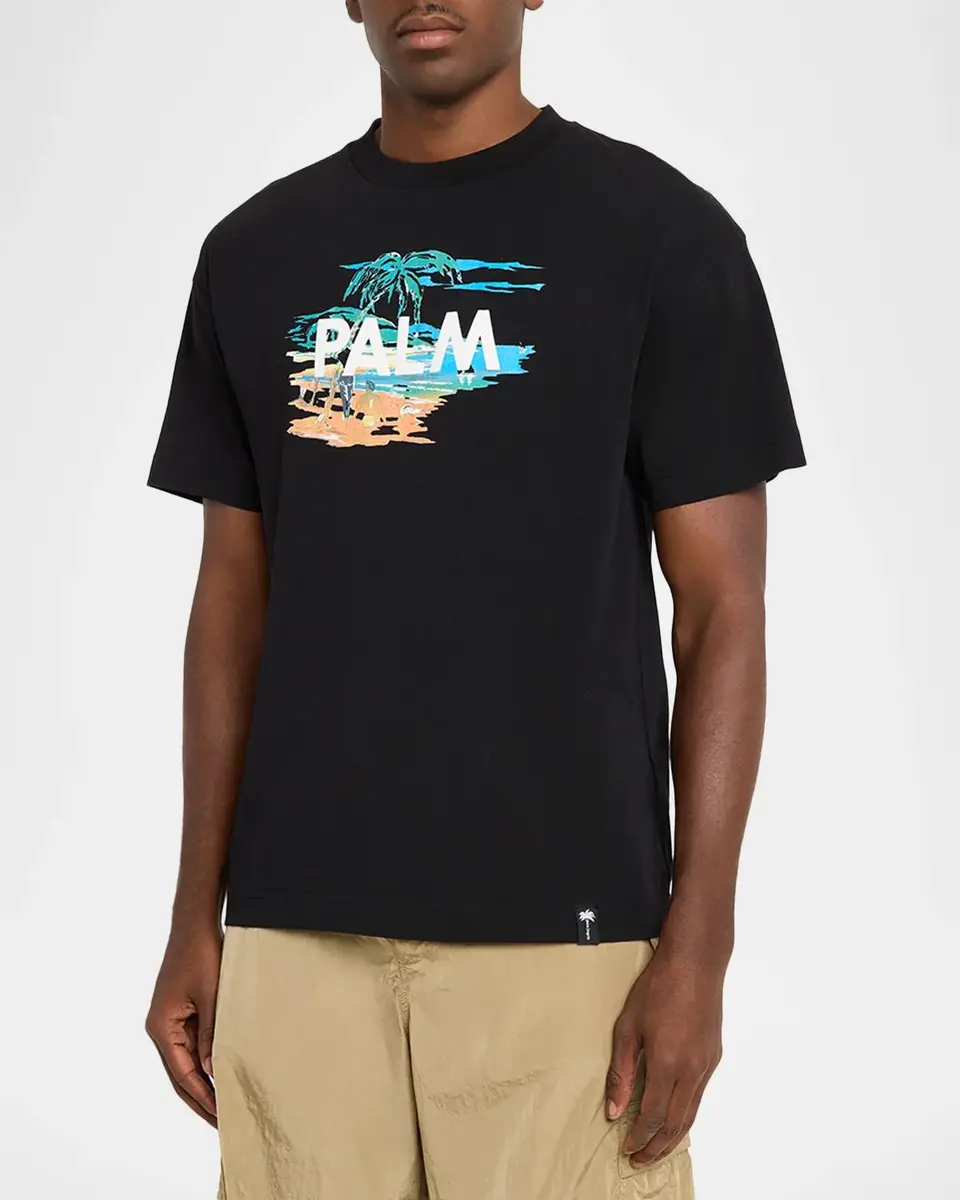 Palm Angels Men's Beach Graphic Cotton T-Shirt | Thumbnail 4 Palm Angels Men's Beach Graphic Cotton T-Shirt | Thumbnail 4