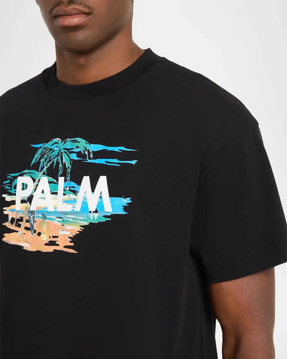 Palm Angels Men's Beach Graphic Cotton T-Shirt | Thumbnail 5 Palm Angels Men's Beach Graphic Cotton T-Shirt | Thumbnail 5