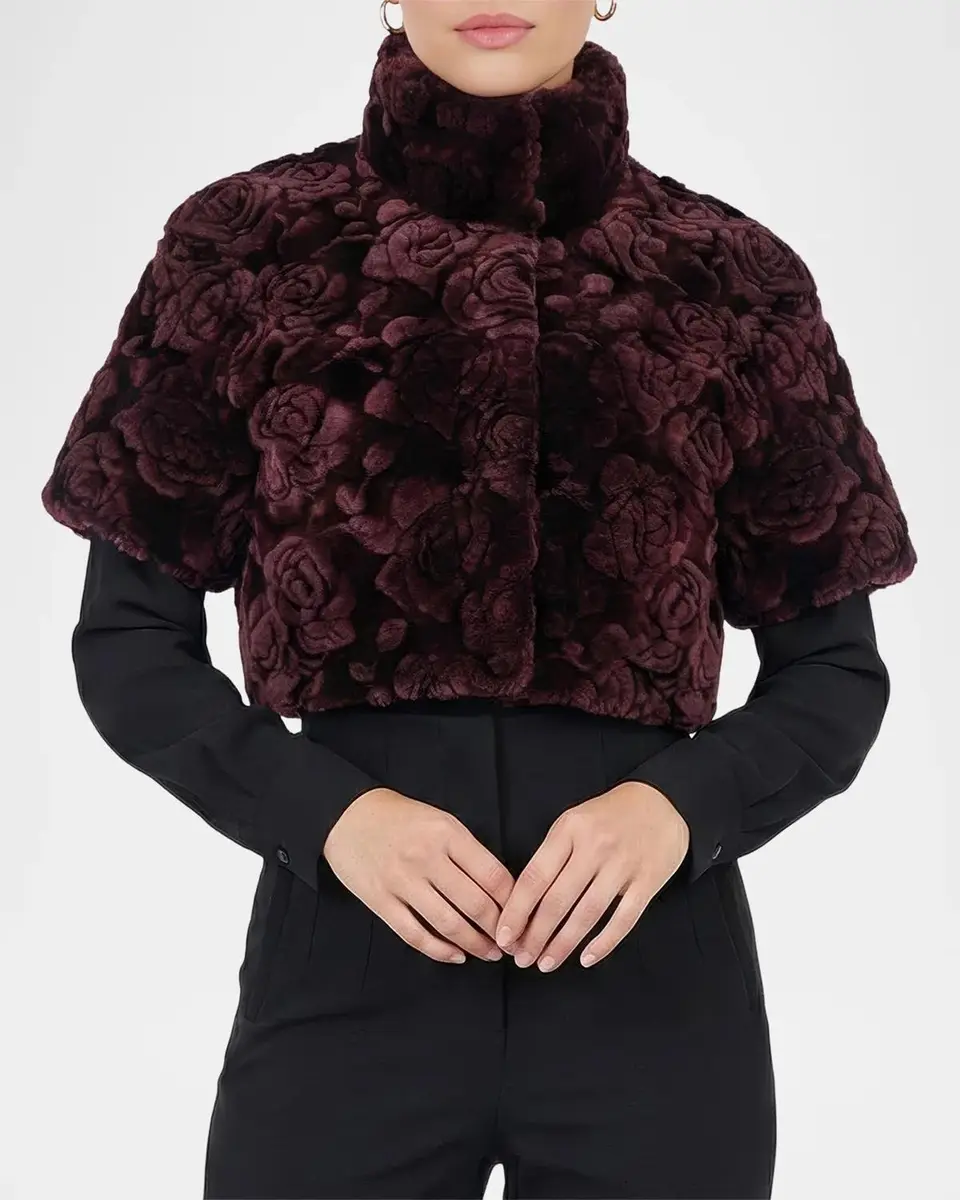 Gorski Select Rose-Print Shearling Bolero | Thumbnail 4 Gorski Select Rose-Print Shearling Bolero | Thumbnail 4