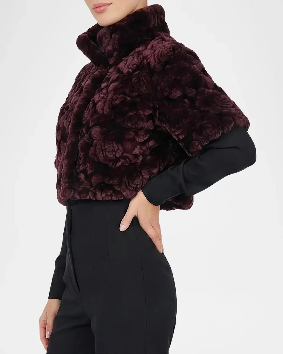 Gorski Select Rose-Print Shearling Bolero | Thumbnail 5 Gorski Select Rose-Print Shearling Bolero | Thumbnail 5