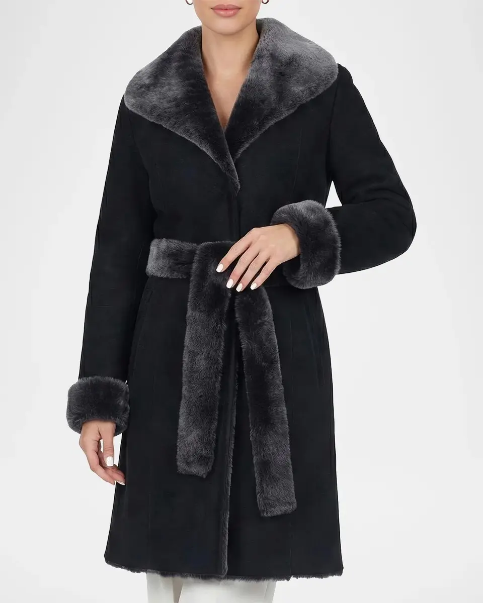 Gorski Merino Lamb Shearling Short Coat With Belt | Thumbnail 4 Gorski Merino Lamb Shearling Short Coat With Belt | Thumbnail 4