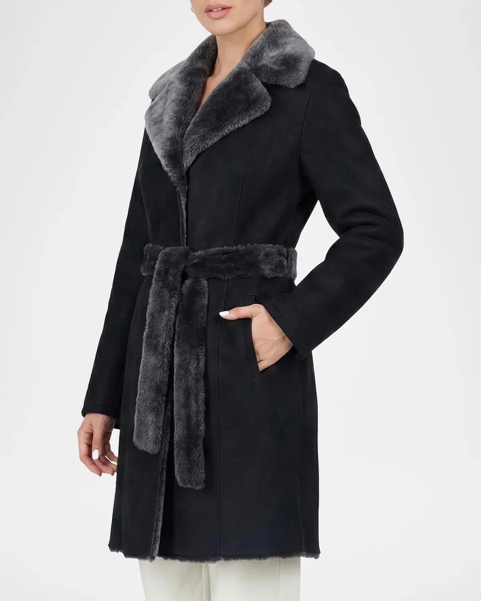 Gorski Merino Lamb Shearling Short Coat With Belt | Thumbnail 5 Gorski Merino Lamb Shearling Short Coat With Belt | Thumbnail 5