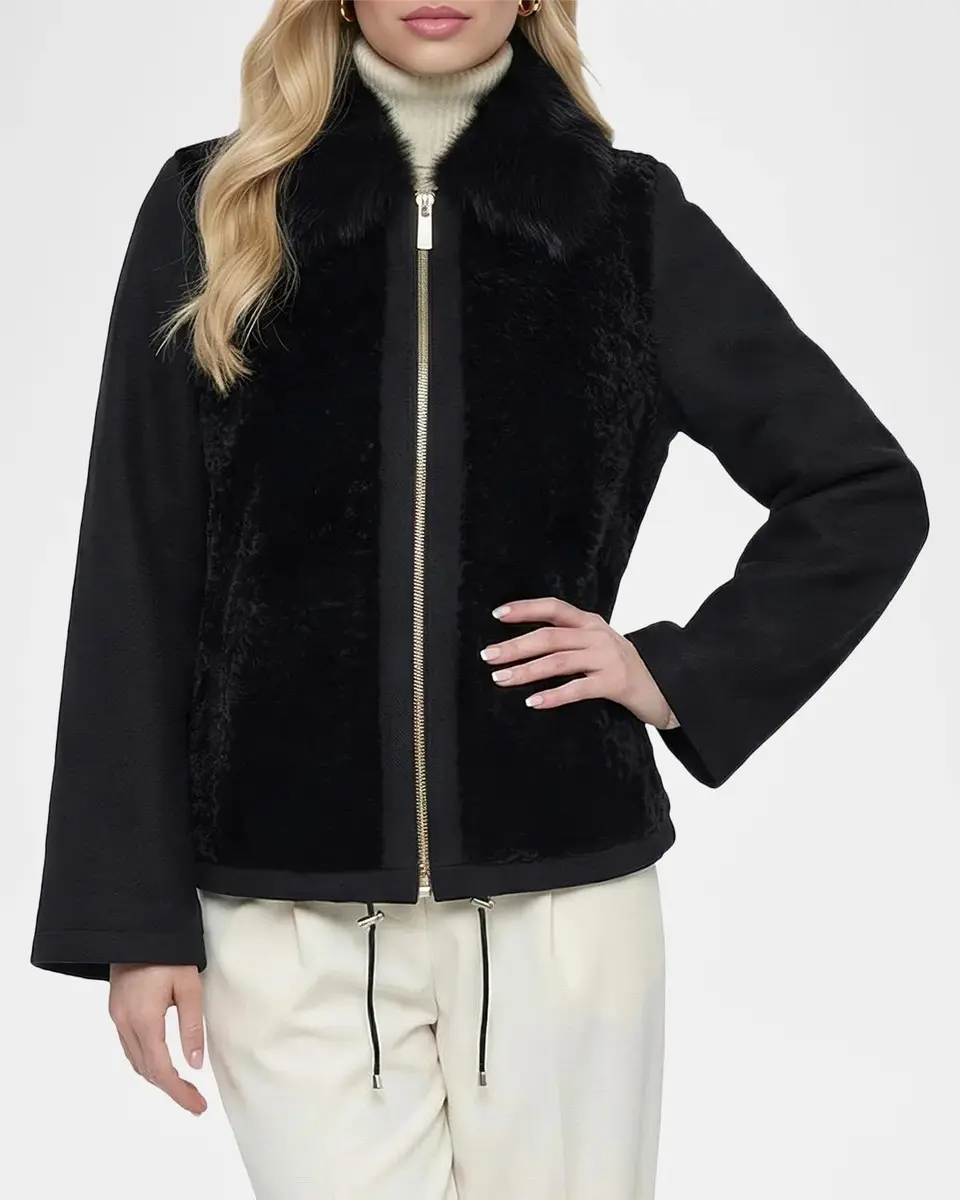 Gorski Wool Jacket with Shearling Front and Collar | Thumbnail 4 Gorski Wool Jacket with Shearling Front and Collar | Thumbnail 4