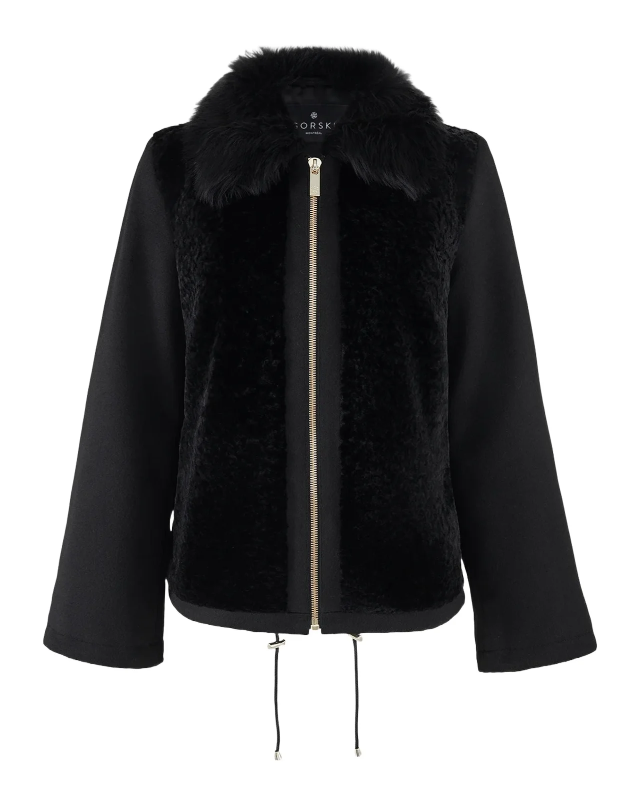 Gorski Wool Jacket with Shearling Front and Collar