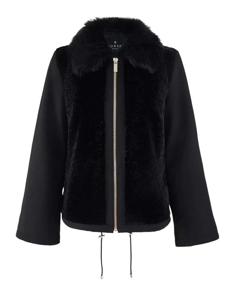 Wool Jacket with Shearling Front and Collar Wool Jacket with Shearling Front and Collar