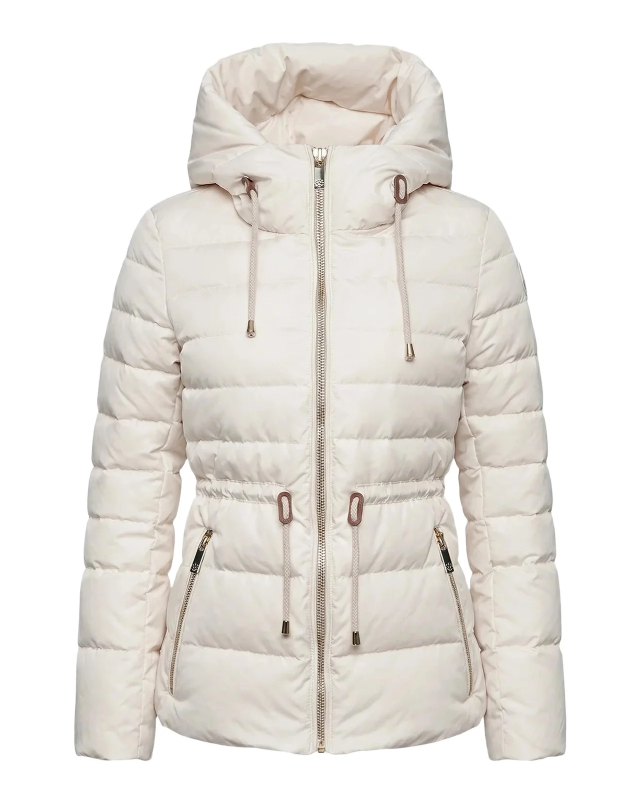 Apres-Ski Horizontal Quilted Down Jacket With Hood Apres-Ski Horizontal Quilted Down Jacket With Hood