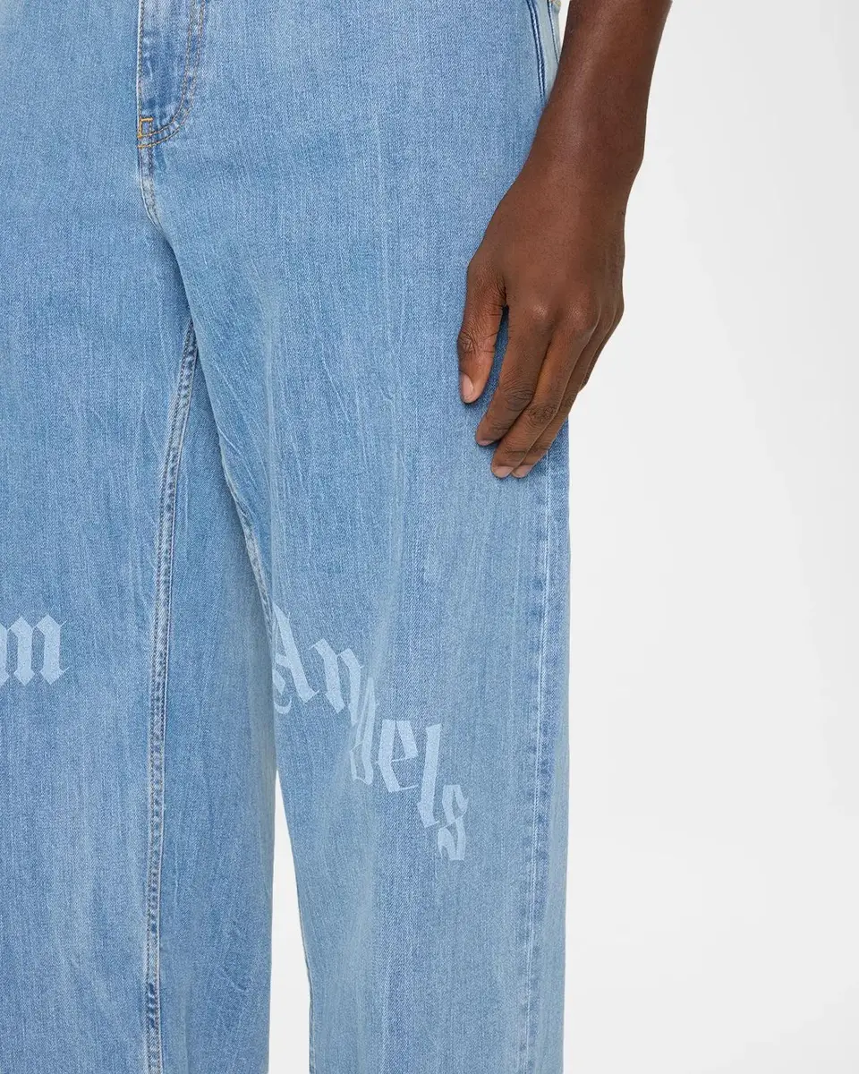 Palm Angels Men's Logo Stretch-Cotton Straight-Leg Jeans | Thumbnail 5