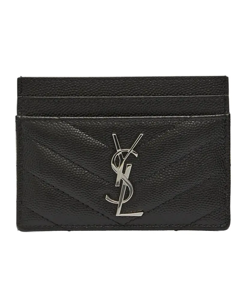 Saint Laurent YSL Pebbled Leather Card Case