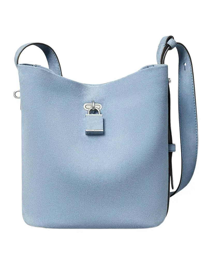 Tory Burch Lock Slim Suede Bucket Bag