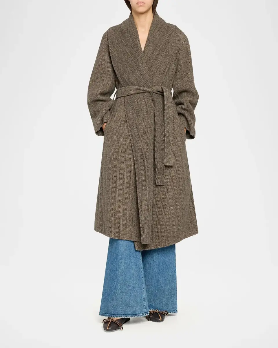 Theory Lux Herringbone Shawl Wrap Coat | Thumbnail 2 Theory Lux Herringbone Shawl Wrap Coat | Thumbnail 2