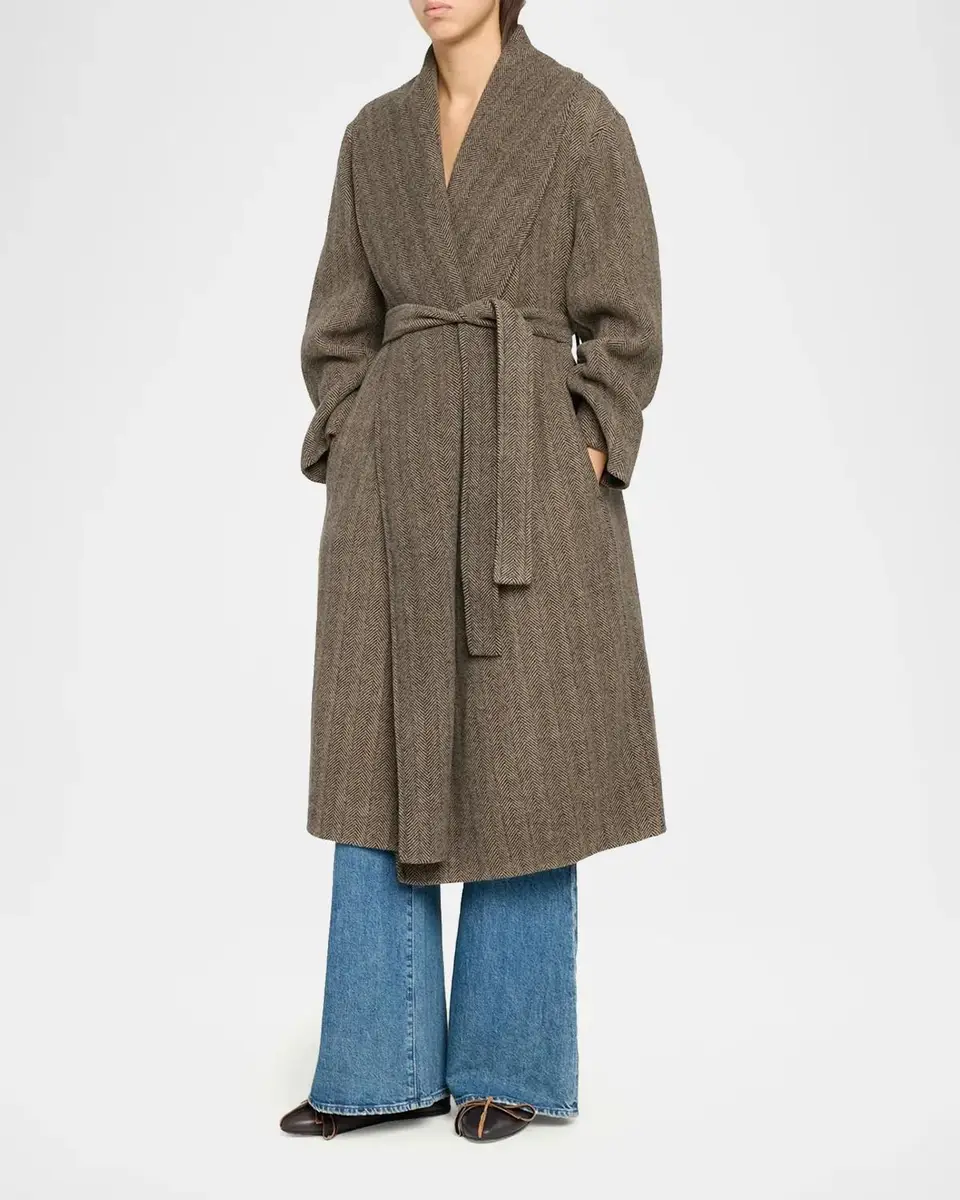 Theory Lux Herringbone Shawl Wrap Coat | Thumbnail 4 Theory Lux Herringbone Shawl Wrap Coat | Thumbnail 4