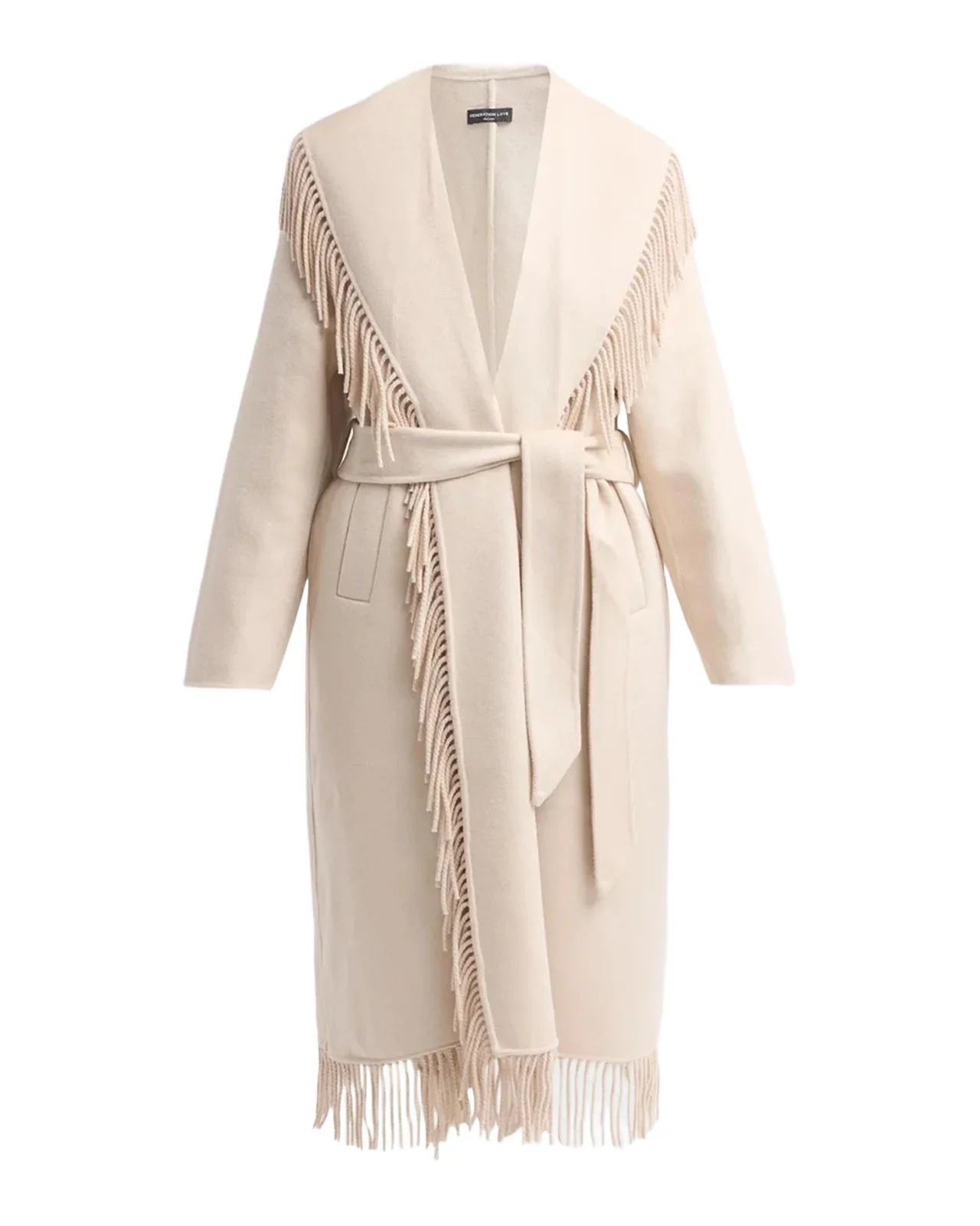Jenny Fringe Wool Wrap Coat Jenny Fringe Wool Wrap Coat