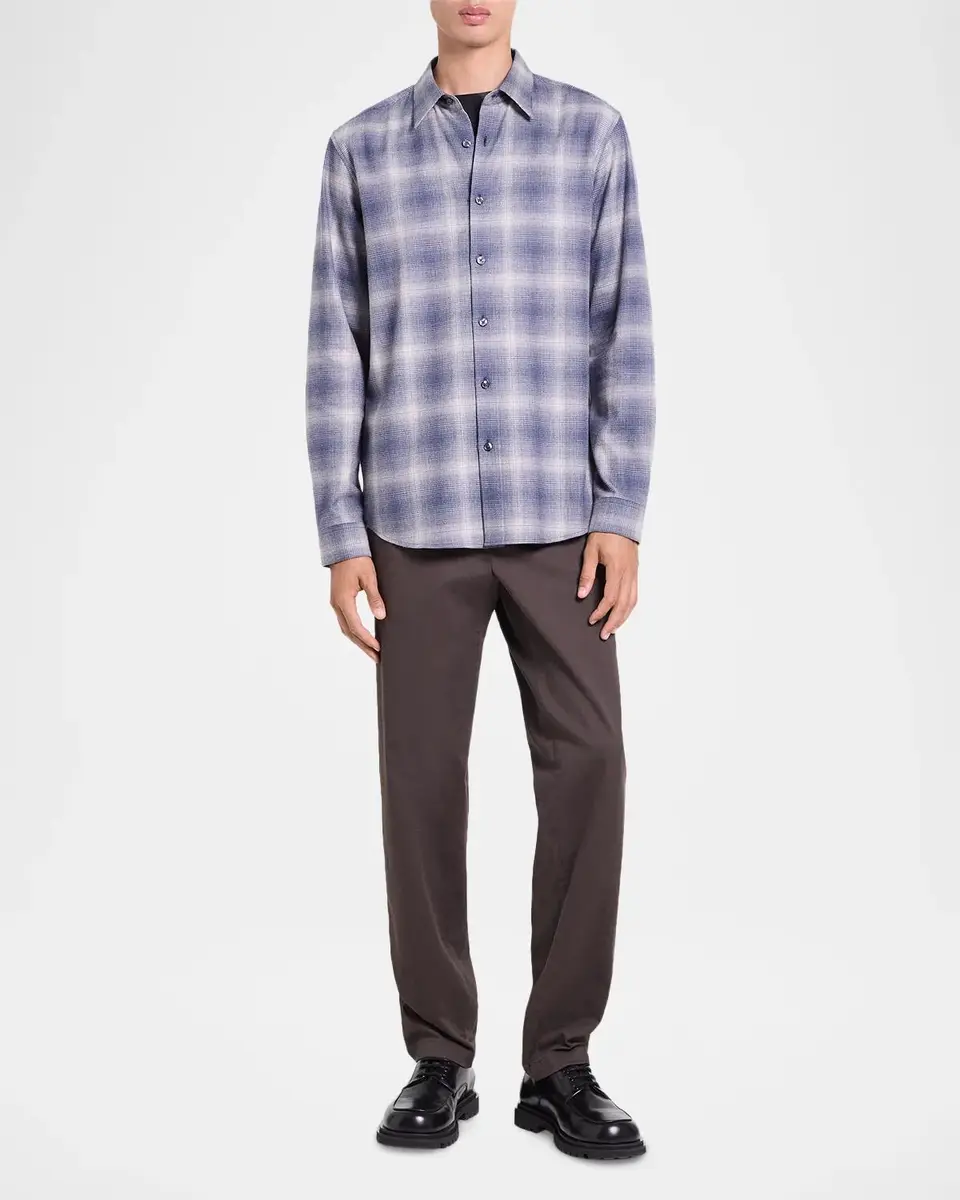 Theory Irving Shadow Plaid Cotton Shirt | Thumbnail 2 Theory Irving Shadow Plaid Cotton Shirt | Thumbnail 2