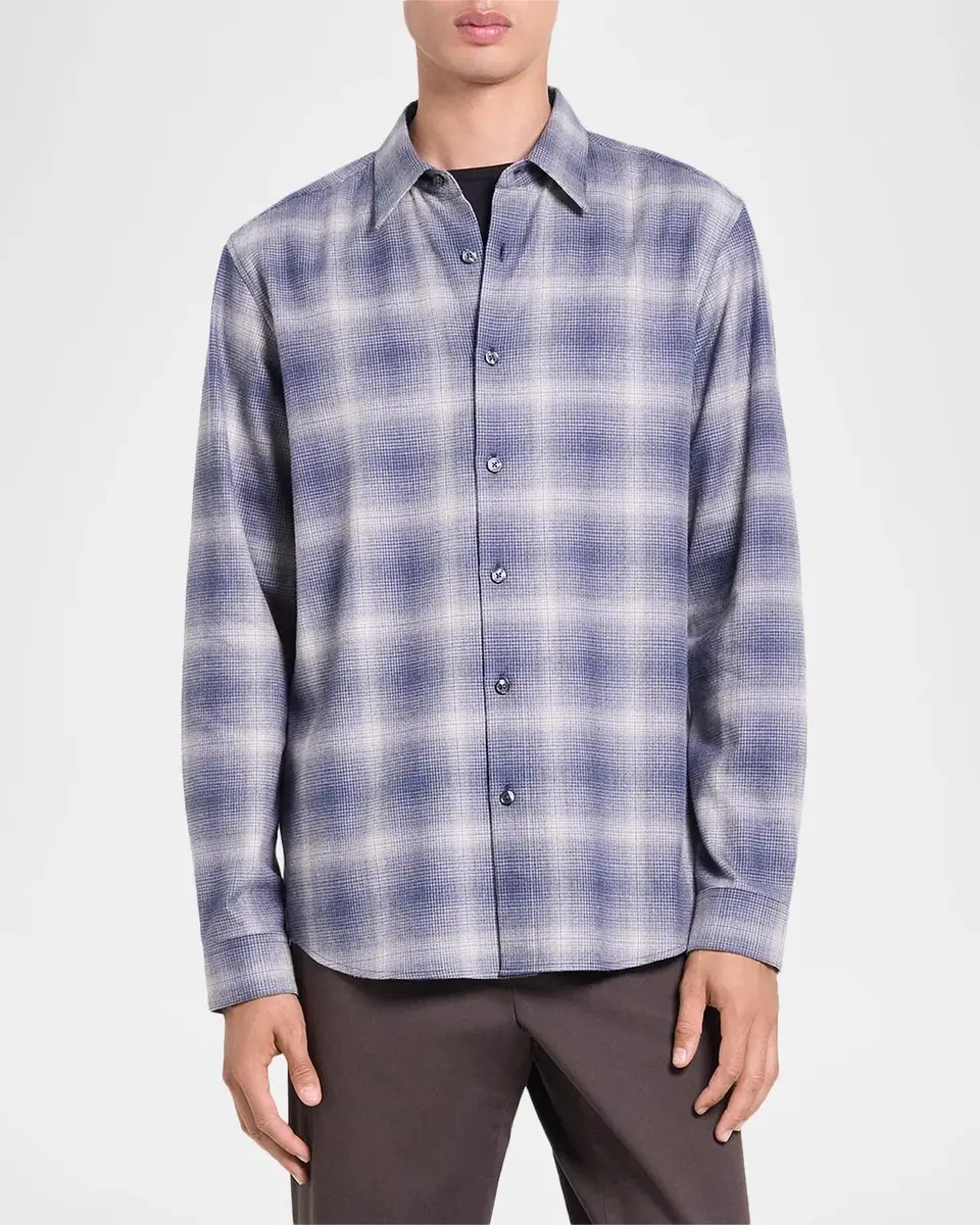 Theory Irving Shadow Plaid Cotton Shirt | Thumbnail 4 Theory Irving Shadow Plaid Cotton Shirt | Thumbnail 4