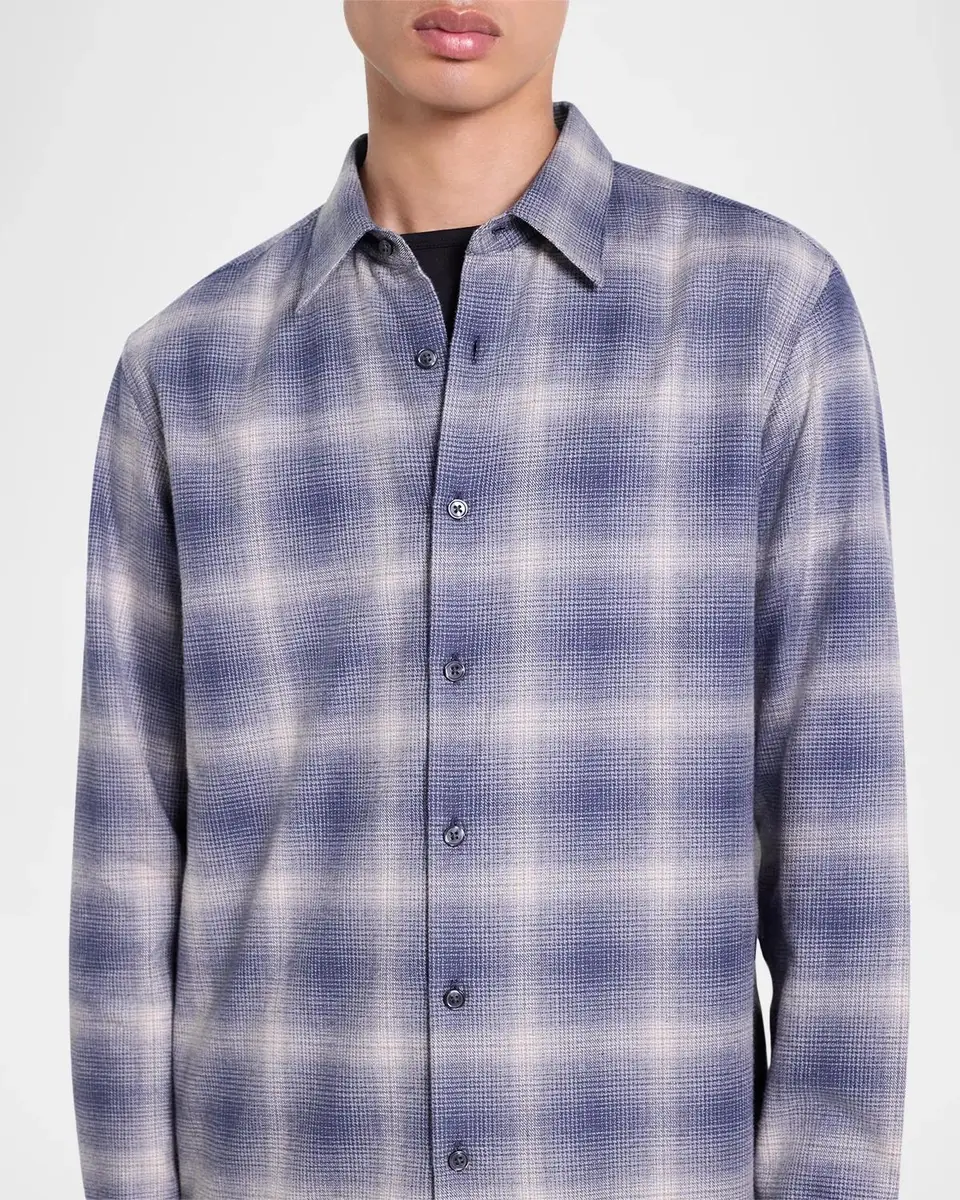Theory Irving Shadow Plaid Cotton Shirt | Thumbnail 5 Theory Irving Shadow Plaid Cotton Shirt | Thumbnail 5