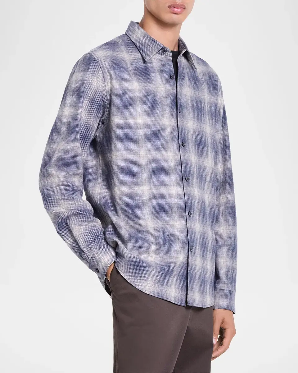 Theory Irving Shadow Plaid Cotton Shirt | Thumbnail 6 Theory Irving Shadow Plaid Cotton Shirt | Thumbnail 6