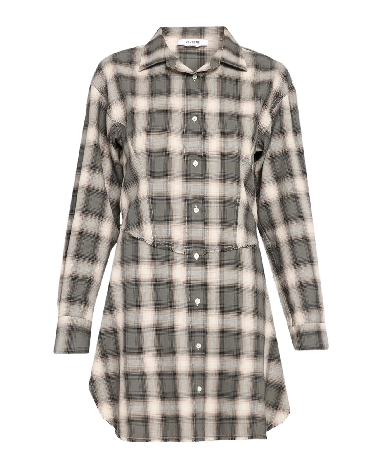 RE/DONE Agnes Plaid Cotton Mini Dress