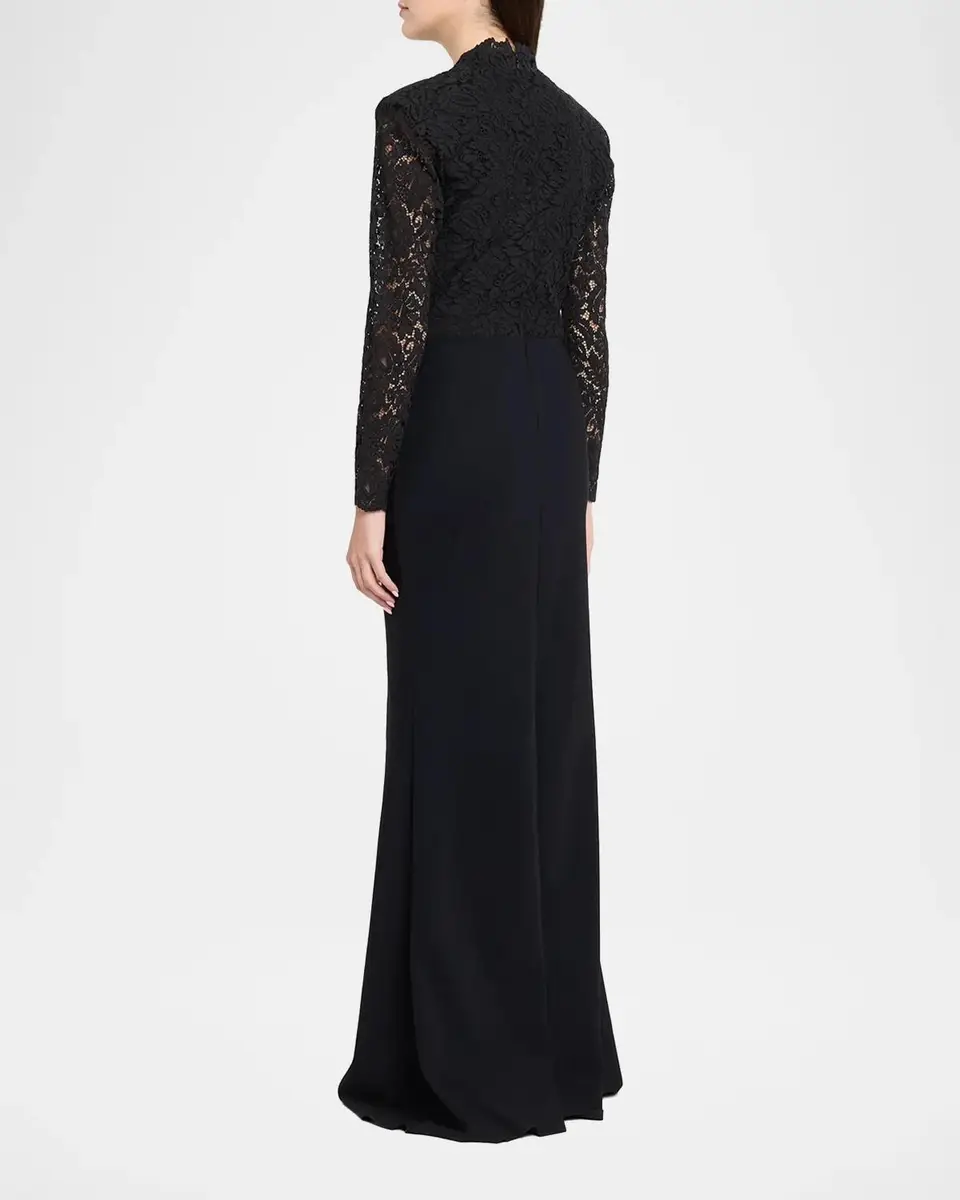 Chiara Boni La Petite Robe Tilia Lace Long-Sleeve Trumpet Gown | Thumbnail 3 Chiara Boni La Petite Robe Tilia Lace Long-Sleeve Trumpet Gown | Thumbnail 3