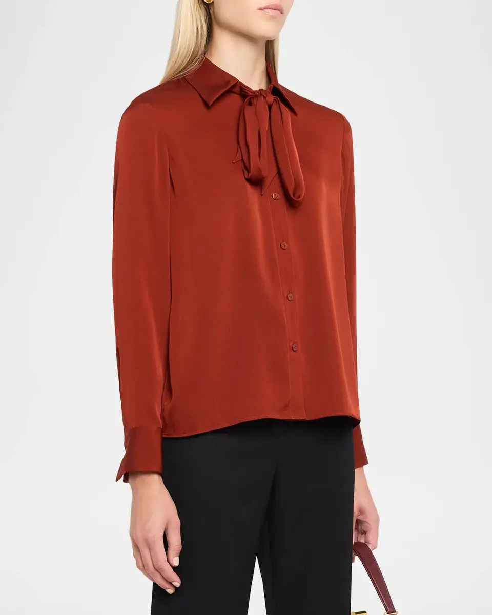 Elie Tahari Solana Stretch-Silk Tieneck Blouse | Thumbnail 4 Elie Tahari Solana Stretch-Silk Tieneck Blouse | Thumbnail 4