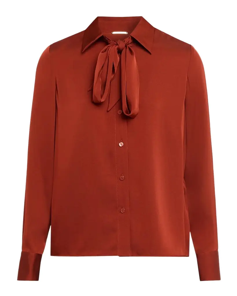 Elie Tahari Solana Stretch-Silk Tieneck Blouse
