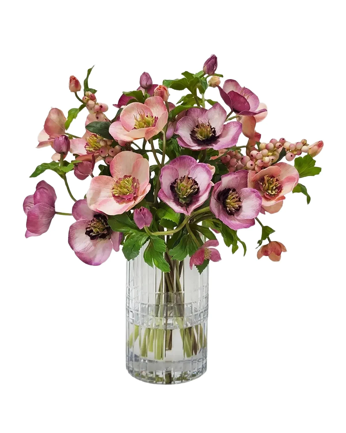 Winward Home Artificial Hellebores Rose Floral Arrangement