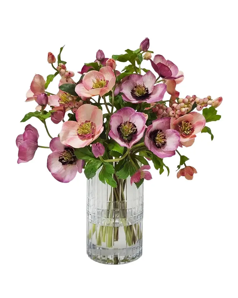 Winward Home Artificial Hellebores Rose Floral Arrangement