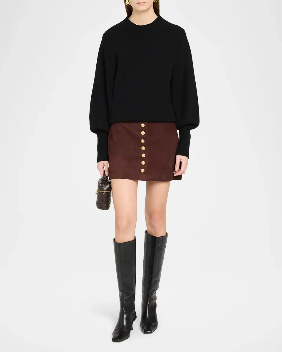 Alice + Olivia Rubi Suede Button-Front Mini Skirt | Thumbnail 2 Alice + Olivia Rubi Suede Button-Front Mini Skirt | Thumbnail 2