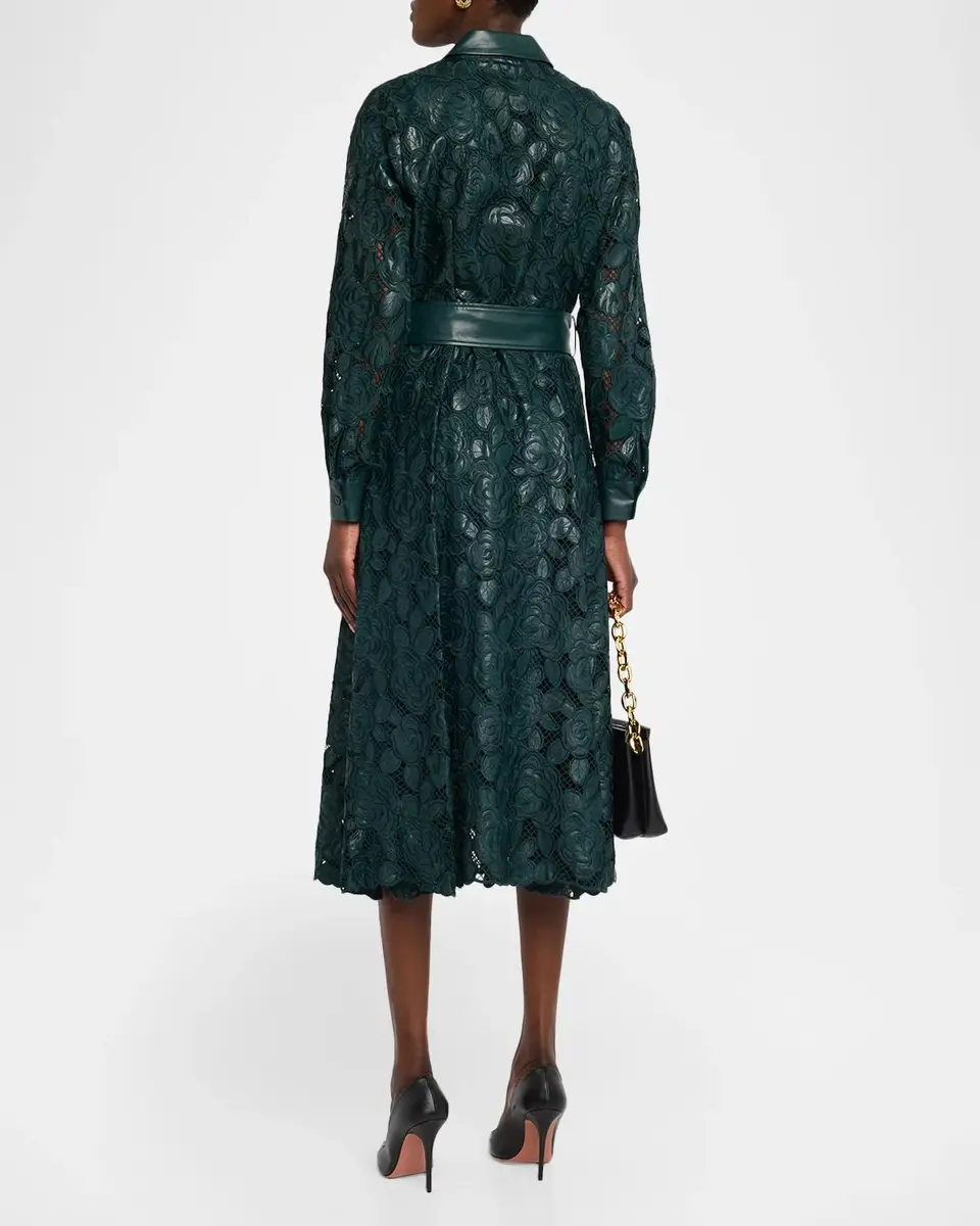 Elie Tahari The Kennedy Vegan Leather Midi Shirtdress | Thumbnail 3 Elie Tahari The Kennedy Vegan Leather Midi Shirtdress | Thumbnail 3