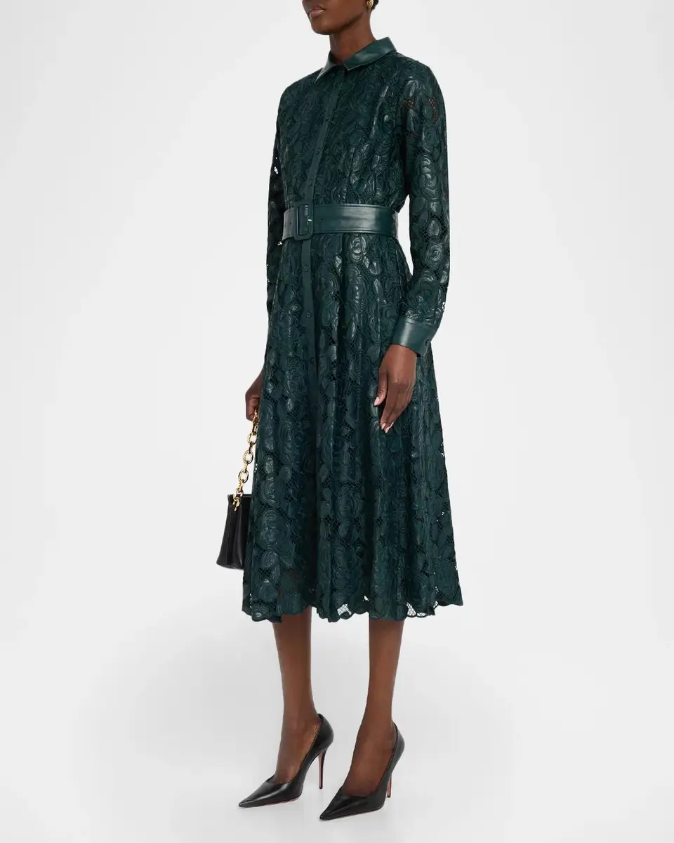 Elie Tahari The Kennedy Vegan Leather Midi Shirtdress | Thumbnail 4 Elie Tahari The Kennedy Vegan Leather Midi Shirtdress | Thumbnail 4