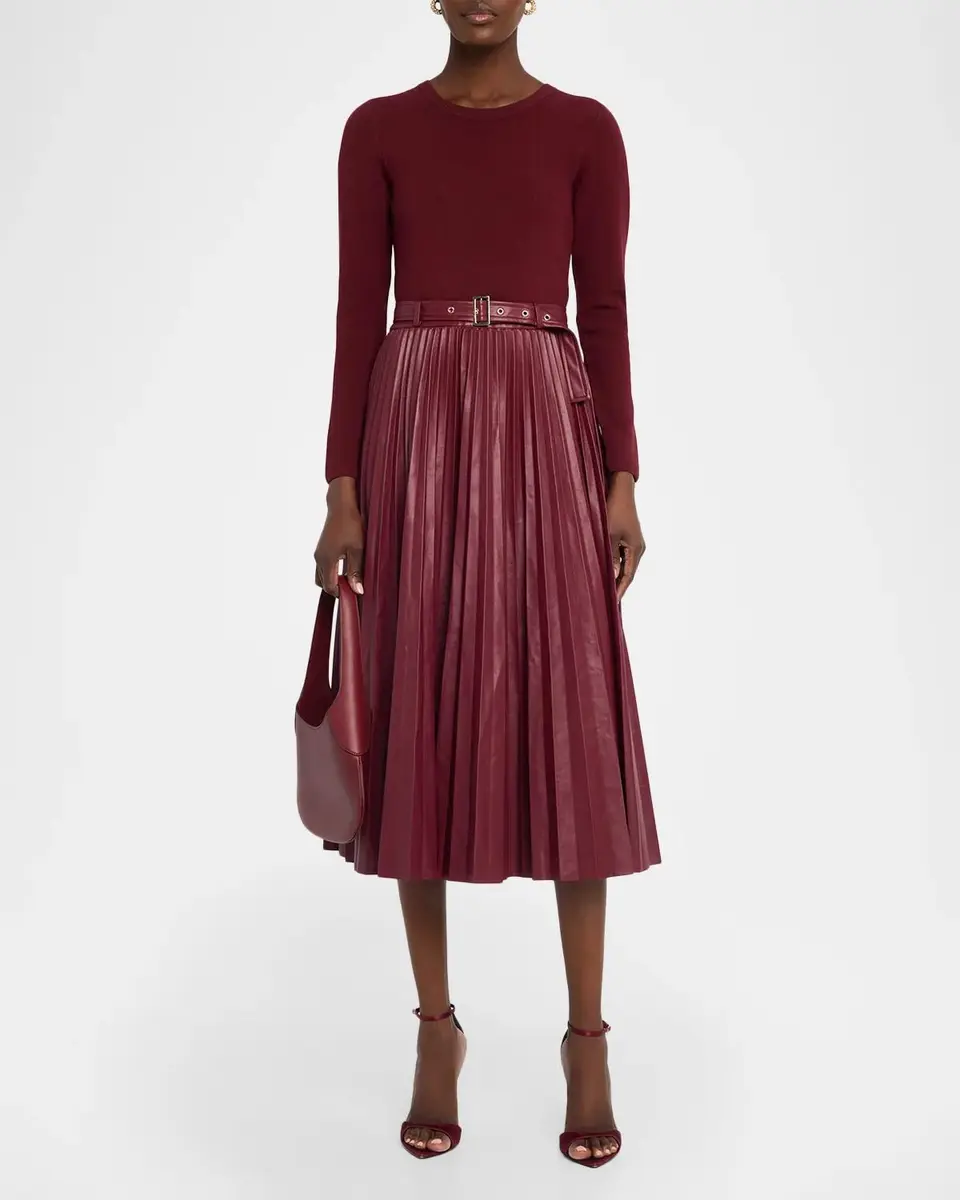 Elie Tahari The Allison Mixed Media Midi Dress | Thumbnail 2 Elie Tahari The Allison Mixed Media Midi Dress | Thumbnail 2
