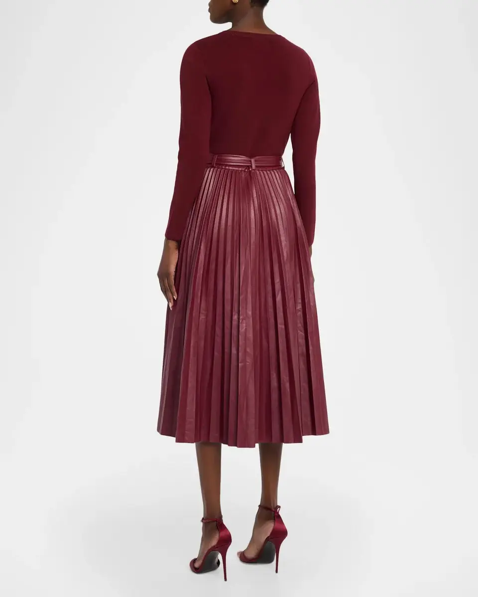 Elie Tahari The Allison Mixed Media Midi Dress | Thumbnail 3 Elie Tahari The Allison Mixed Media Midi Dress | Thumbnail 3