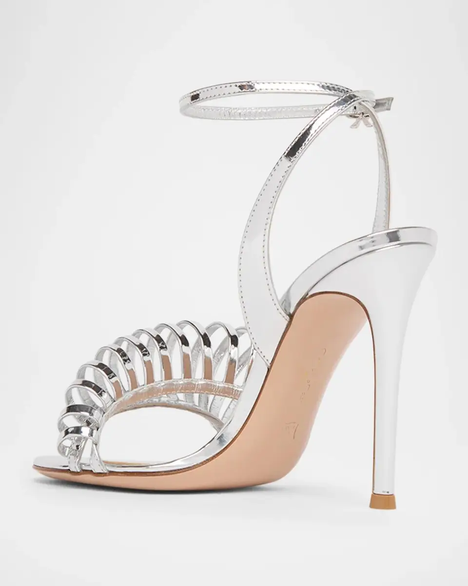 Gianvito Rossi 105mm Metallic Leather Caged Loop Sandals | Thumbnail 2 Gianvito Rossi 105mm Metallic Leather Caged Loop Sandals | Thumbnail 2