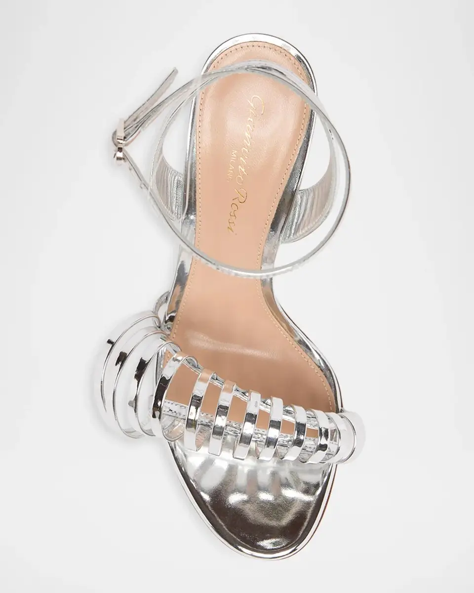 Gianvito Rossi 105mm Metallic Leather Caged Loop Sandals | Thumbnail 4 Gianvito Rossi 105mm Metallic Leather Caged Loop Sandals | Thumbnail 4