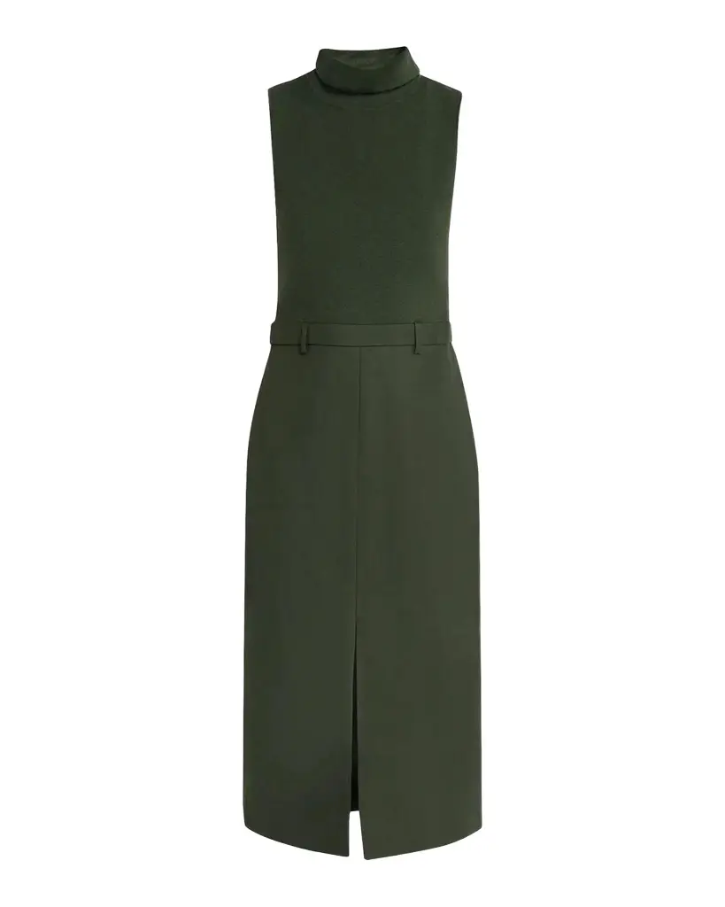 Funnel-Neck Combo Midi Dress Funnel-Neck Combo Midi Dress