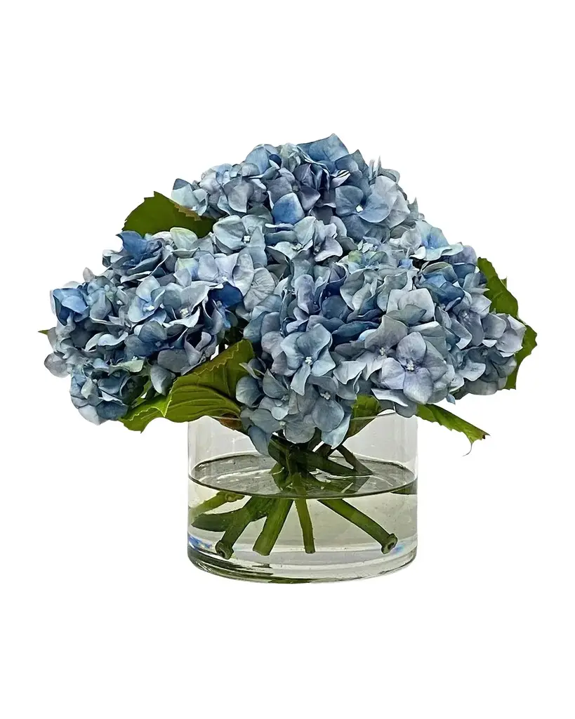Winward Home Hydrangea Floral Arrangement in Glass Cylinder 10.5"