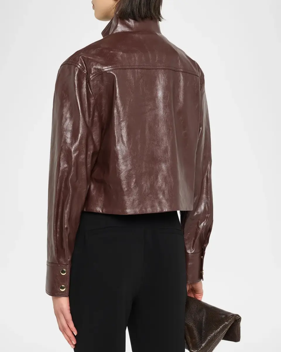 Alice + Olivia James Faux-Leather Cropped Parka | Thumbnail 3