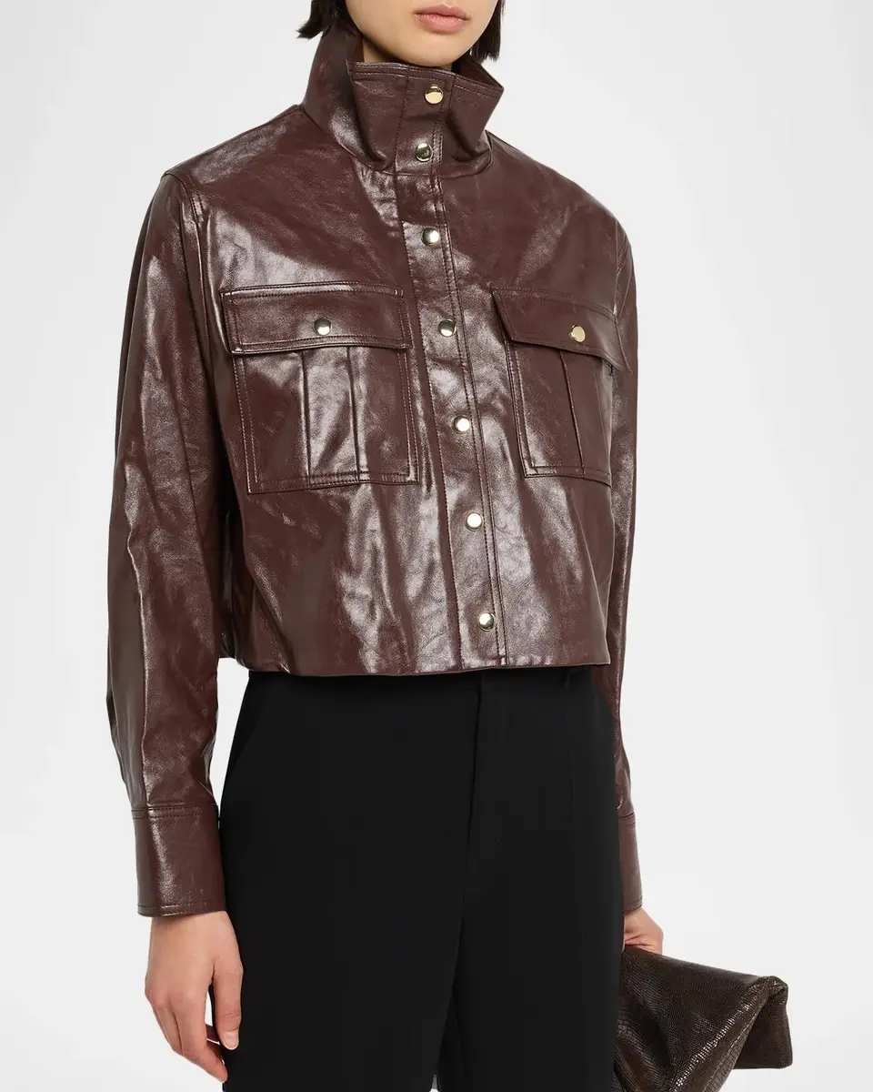 Alice + Olivia James Faux-Leather Cropped Parka | Thumbnail 4