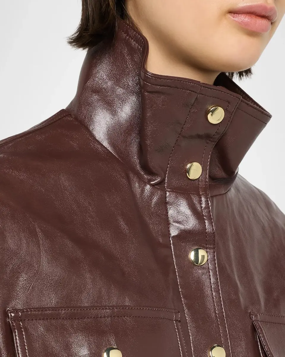 Alice + Olivia James Faux-Leather Cropped Parka | Thumbnail 5
