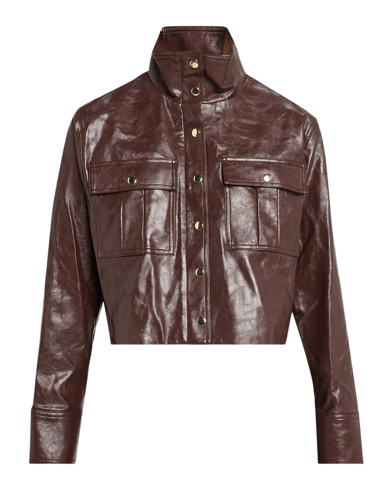 Alice + Olivia James Faux-Leather Cropped Parka