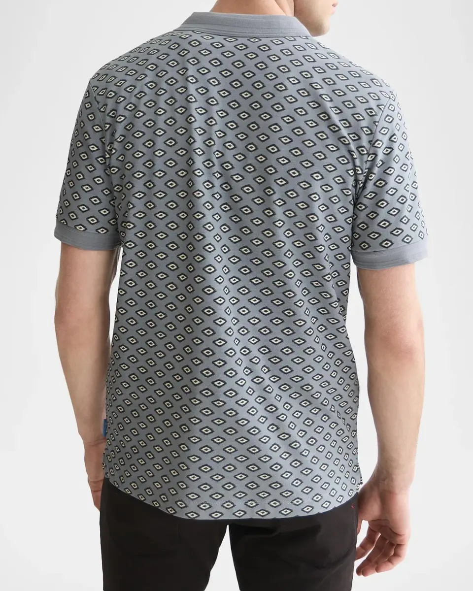 Scotch & Soda Men's Micro-Printed Cotton Polo Shirt | Thumbnail 3 Scotch & Soda Men's Micro-Printed Cotton Polo Shirt | Thumbnail 3