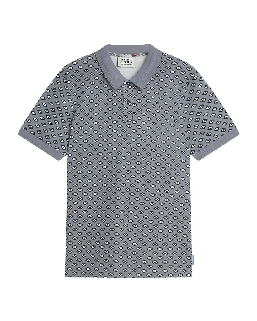 Men's Micro-Printed Cotton Polo Shirt Men's Micro-Printed Cotton Polo Shirt