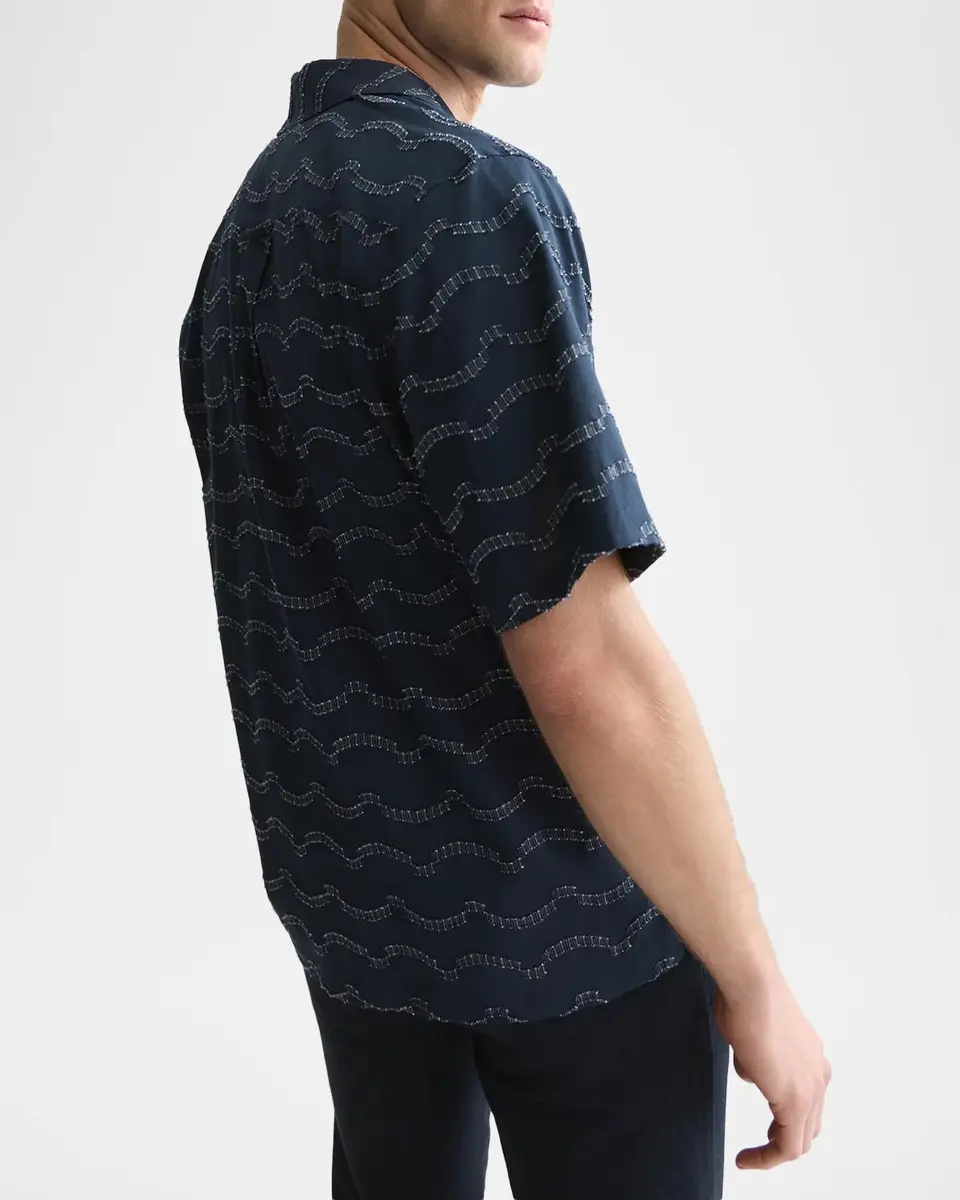 Scotch & Soda Men's Wave Jacquard Relaxed-Fit Camp Shirt | Thumbnail 3 Scotch & Soda Men's Wave Jacquard Relaxed-Fit Camp Shirt | Thumbnail 3