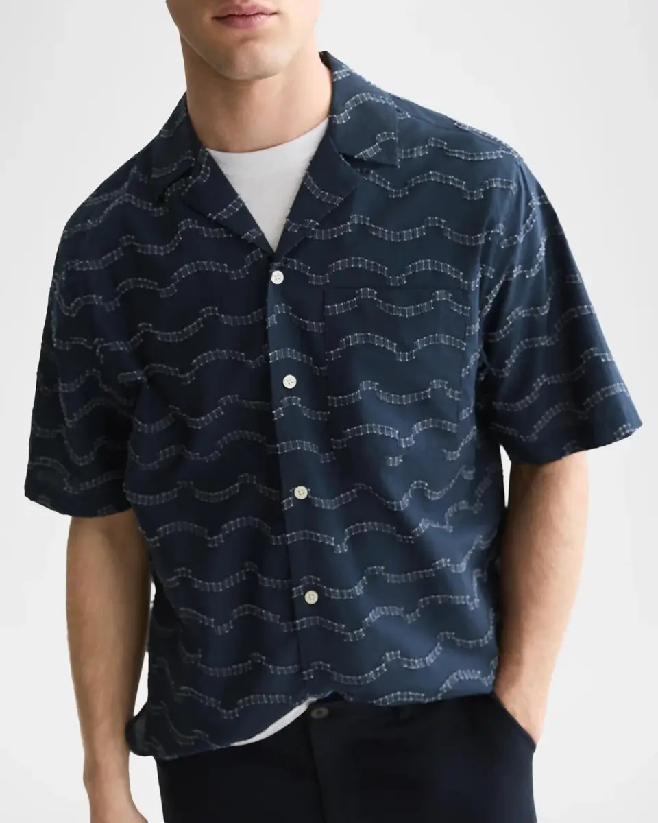 Scotch & Soda Men's Wave Jacquard Relaxed-Fit Camp Shirt | Thumbnail 5 Scotch & Soda Men's Wave Jacquard Relaxed-Fit Camp Shirt | Thumbnail 5