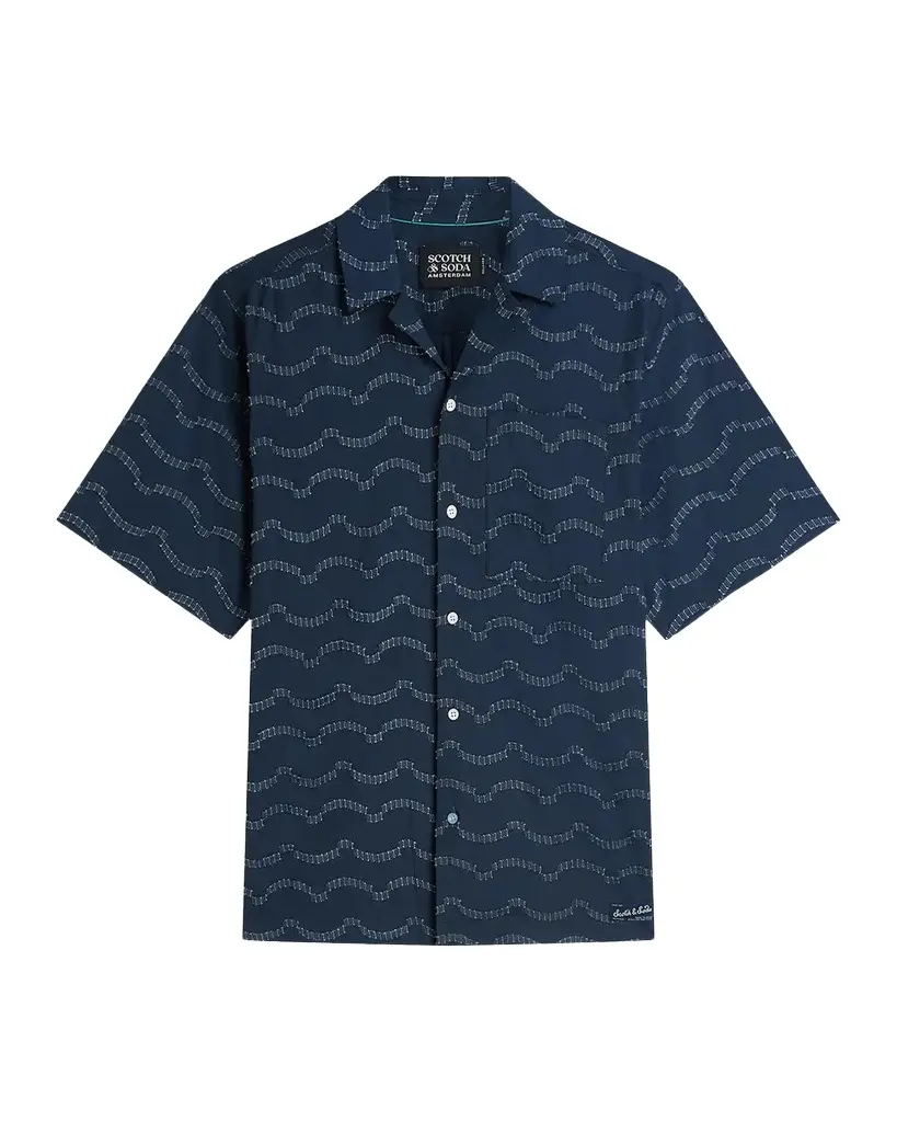 Men's Wave Jacquard Relaxed-Fit Camp Shirt Men's Wave Jacquard Relaxed-Fit Camp Shirt