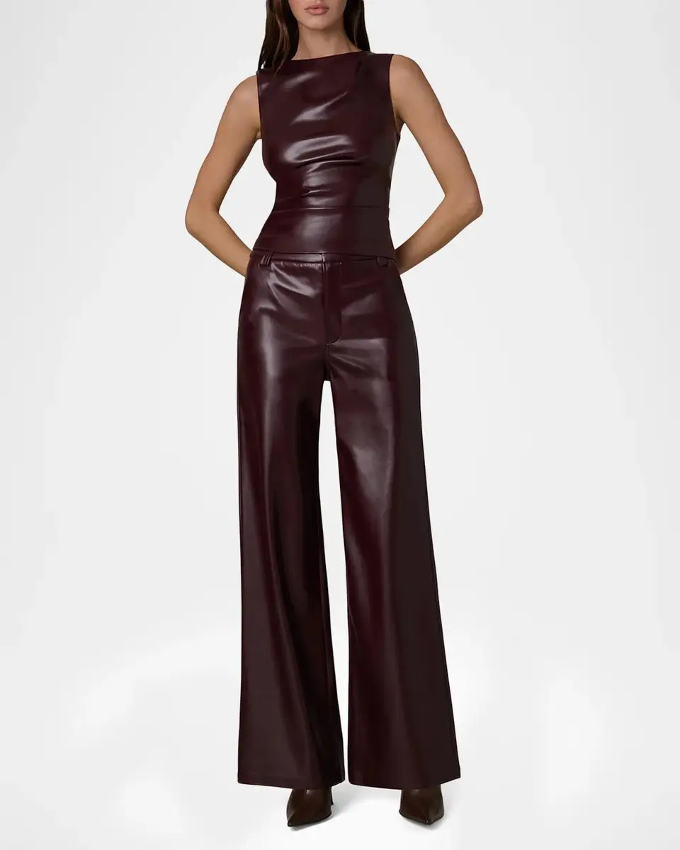 Joe's Jeans Mia Faux-Leather High-Rise Wide-Leg Trousers | Thumbnail 2 Joe's Jeans Mia Faux-Leather High-Rise Wide-Leg Trousers | Thumbnail 2