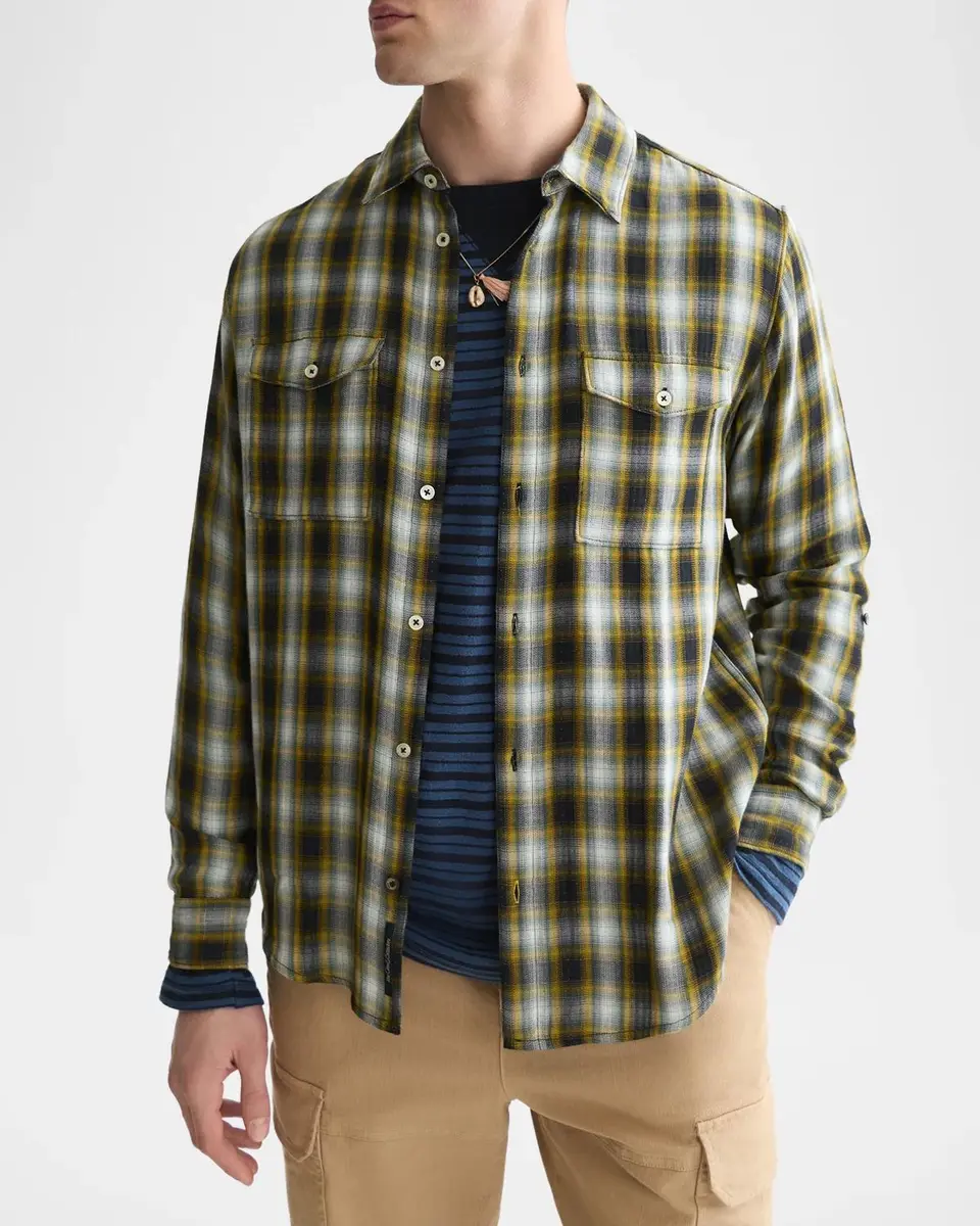 Scotch & Soda Men's Plaid Double-Face Flannel Cotton Shirt | Thumbnail 4 Scotch & Soda Men's Plaid Double-Face Flannel Cotton Shirt | Thumbnail 4