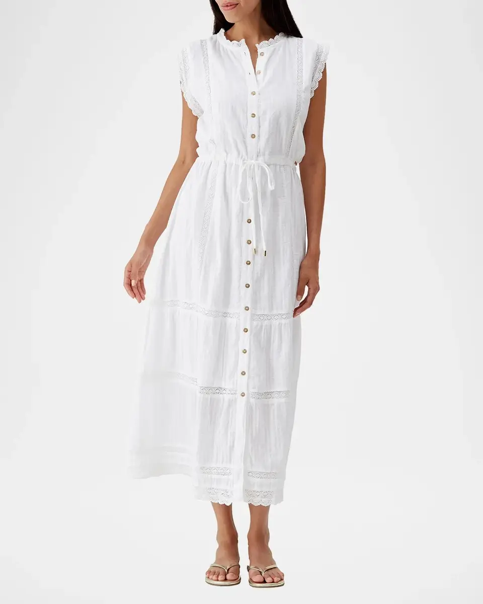 Melissa Odabash Raffie Lace-Trim Gauze Maxi Dress | Thumbnail 2