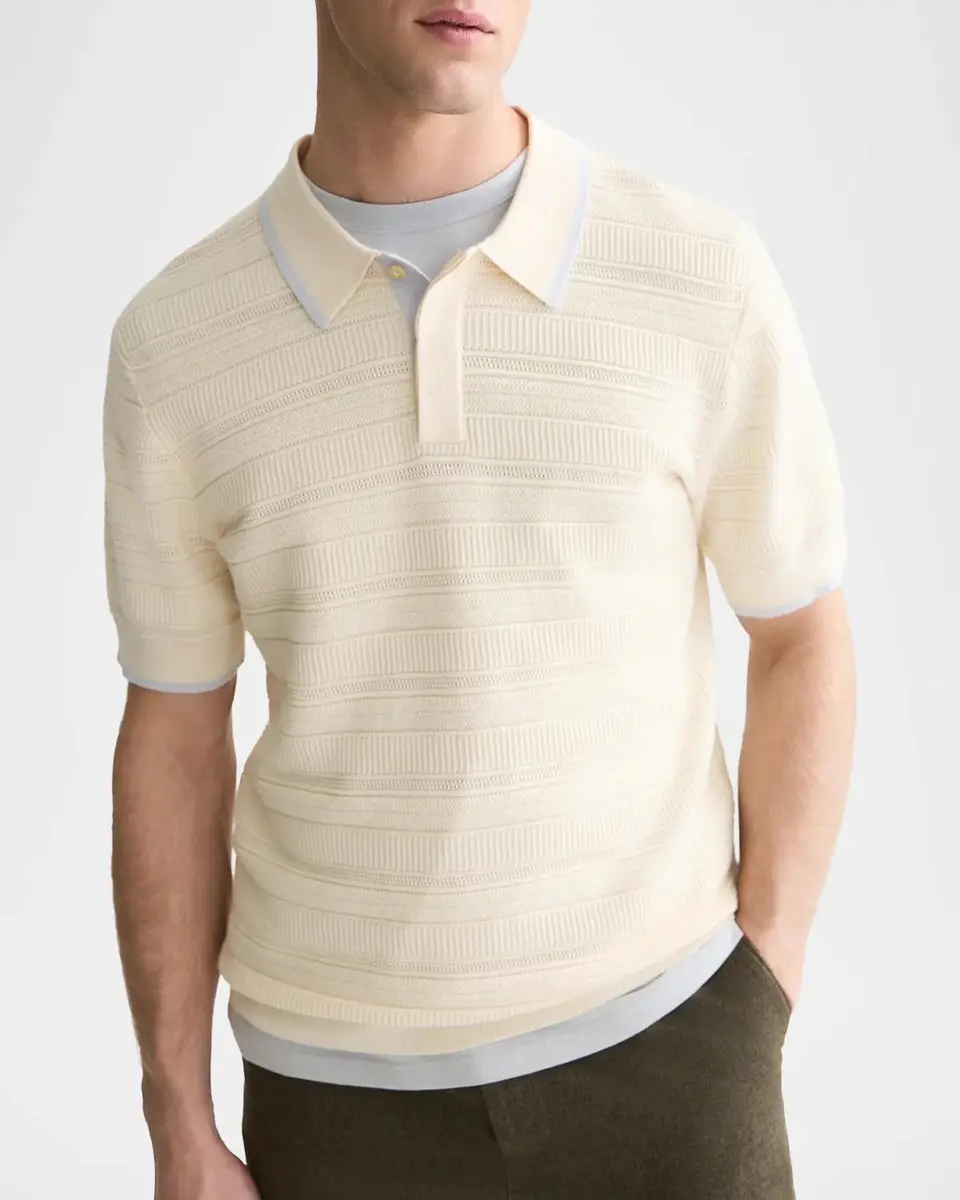 Scotch & Soda Men's Structured Knit Tipped Polo Shirt | Thumbnail 4 Scotch & Soda Men's Structured Knit Tipped Polo Shirt | Thumbnail 4