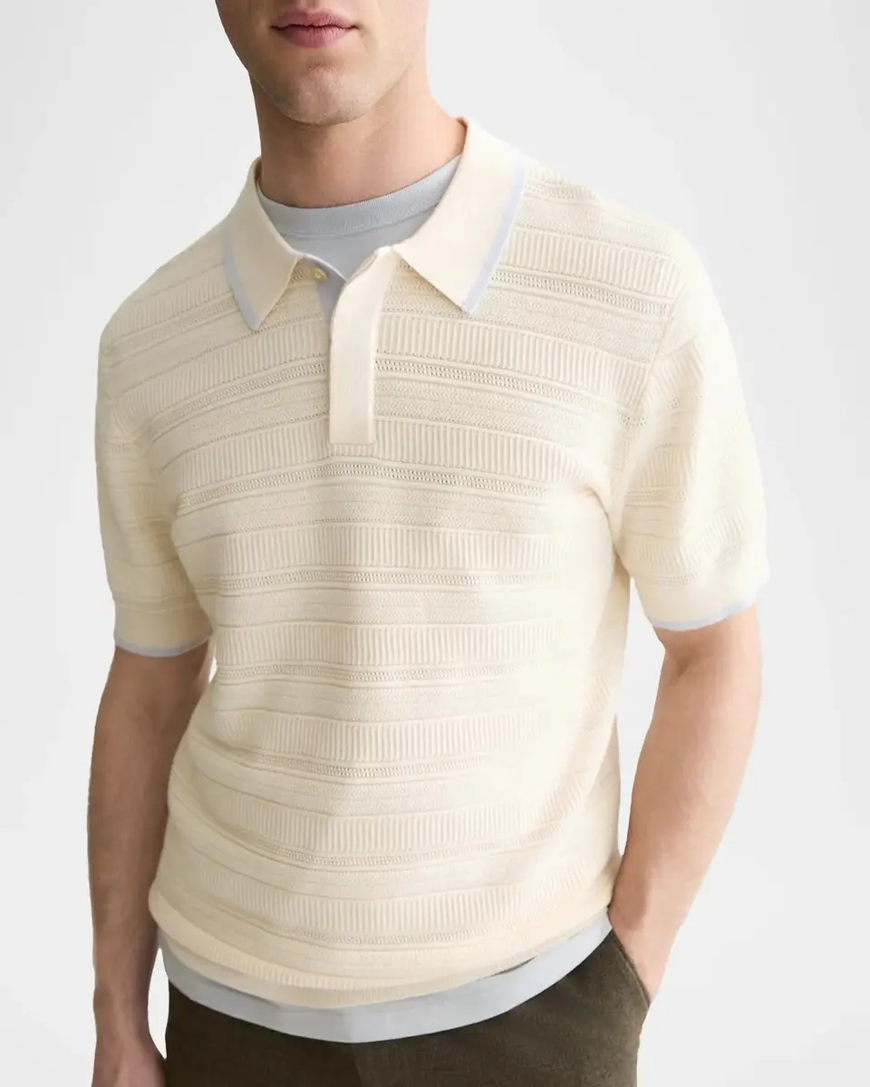 Scotch & Soda Men's Structured Knit Tipped Polo Shirt | Thumbnail 5 Scotch & Soda Men's Structured Knit Tipped Polo Shirt | Thumbnail 5